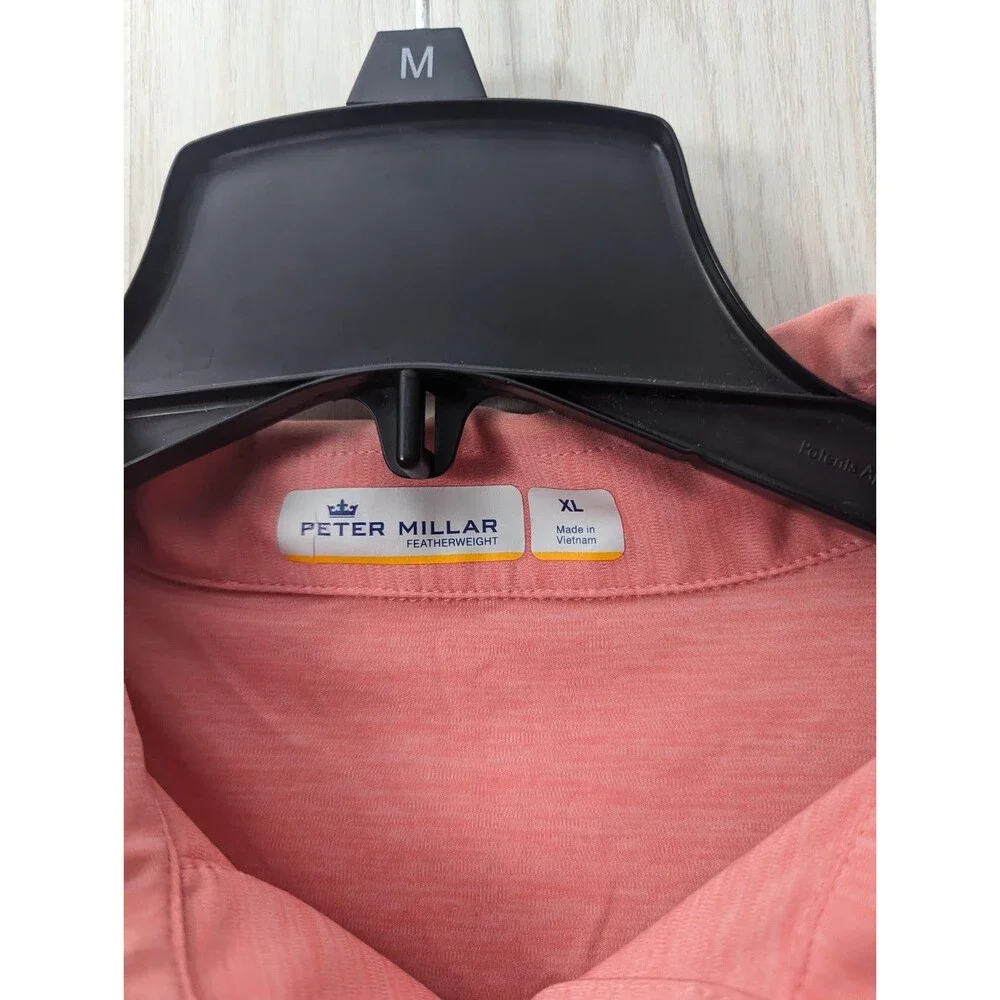 Peter Millar Polo Shirt Mens XL Pink Heathered Featherweight Golfing Golf